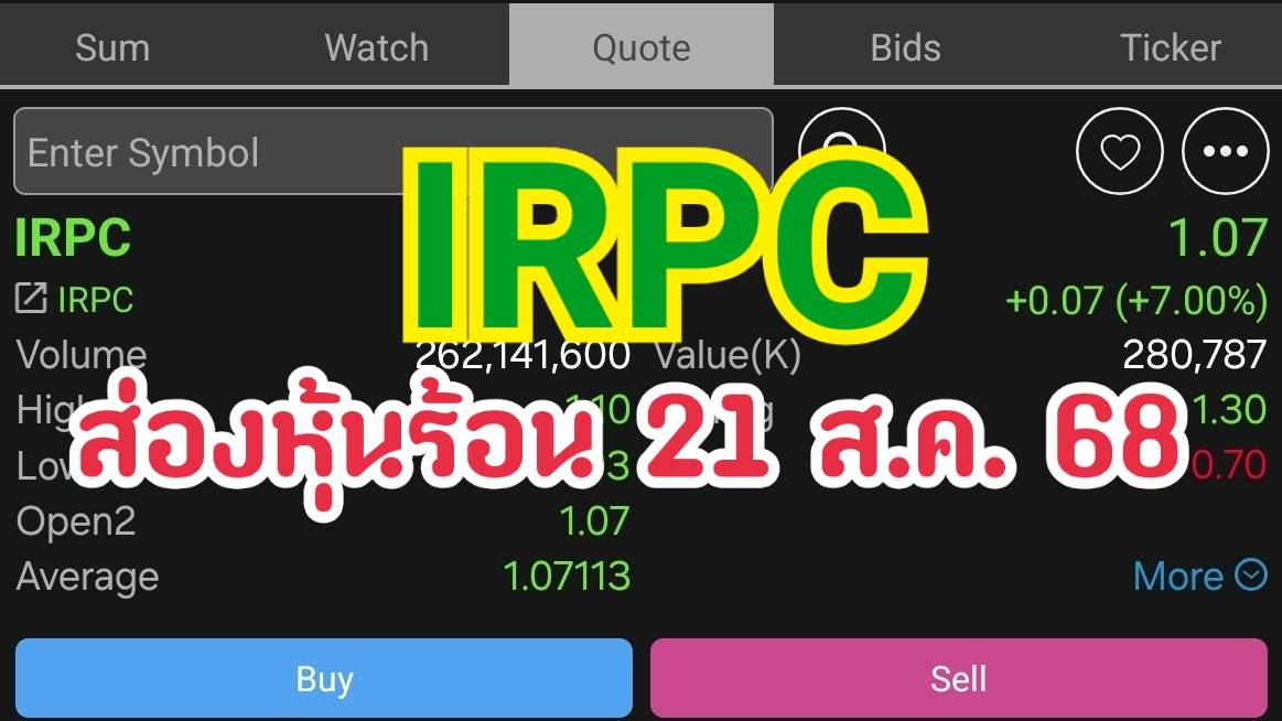 IRPC ส่องหุ้นร้อน 21 ส.ค. 68