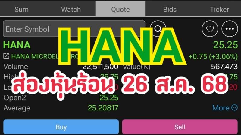 HANA ส่องหุ้นร้อน 26 ส.ค. 68