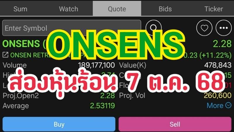 ONSENS ส่องหุ้นร้อน 7 ต.ค. 68