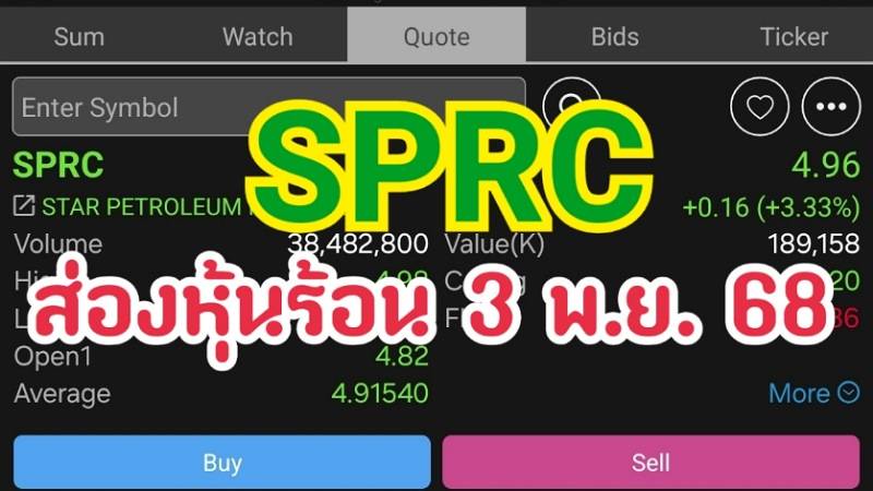 SPRC ส่องหุ้นร้อน 3 พ.ย. 68