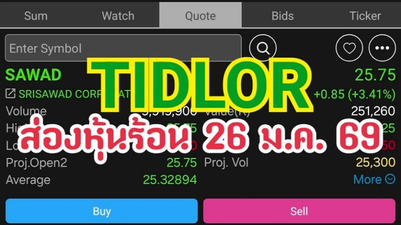 TIDLOR ส่องหุ้นร้อน 26 ม.ค. 69