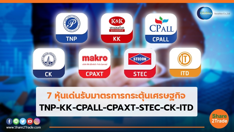 7 หุ้นเด่นรับมาตรการกระตุ้นเศรษฐกิจ TNP-KK-CPALL-CPAXT-STEC-CK-ITD