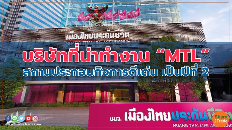 บริษัทที่น่าทำงาน “MTL” สถานประกอบกิจการดีเด่น เป็นปีที่ 2