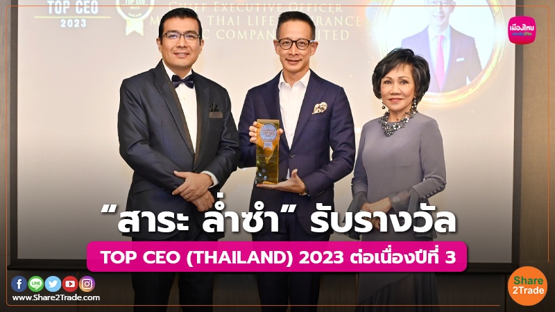 “สาระ  ล่ำซำ” รับรางวัล TOP CEO (THAILAND) 2023  ต่อเนื่องปีที่ 3