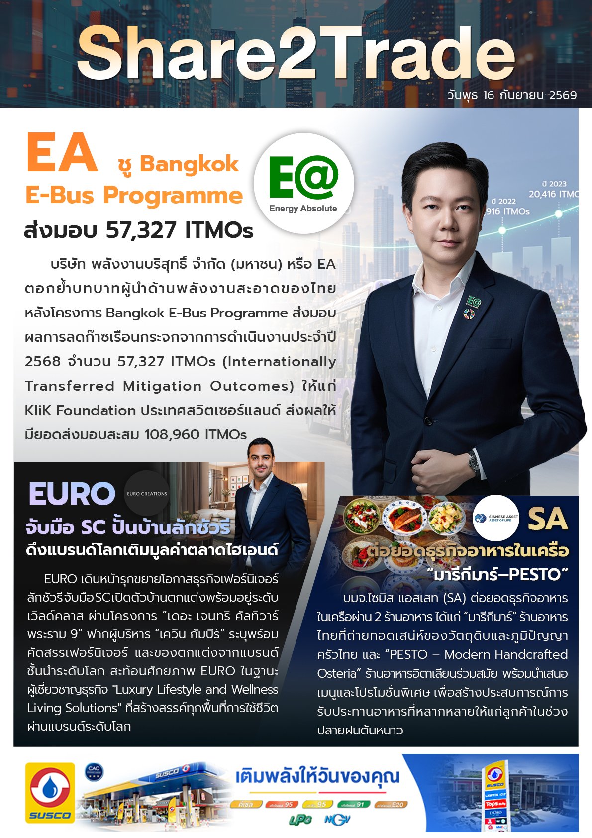 หนังสือพิมพ์อิเล็กทรอนิกส์ Share2Trade 16 ก.ย. 2569  (EA, SA, EURO)