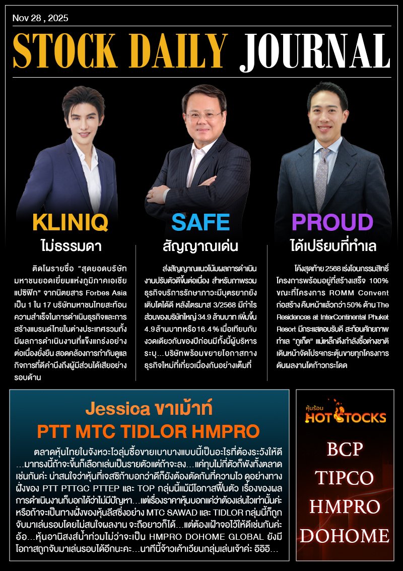 StockDailyJournal 28/11/68  (SAFE KLINIQ PROUD)