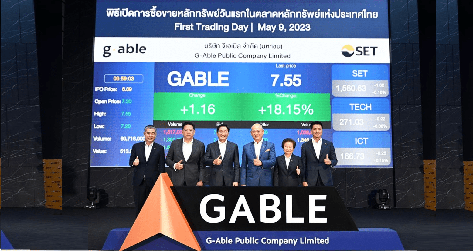 GABLE ประสบความสำเร็จเข้าซื้อขายวันแรกราคาเปิดพุ่งเหนือจอง 14.24%