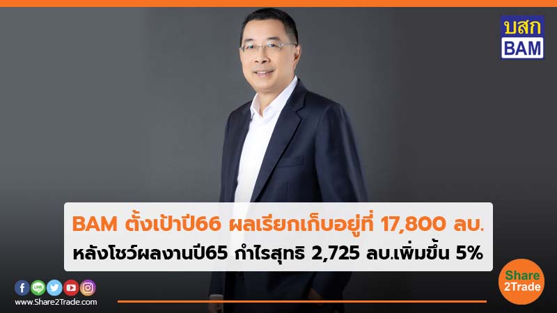 BAM ตั้งเป้าปี66 ผลเรียกเก็บอยู่ที่ 17,800 ลบ. หลังโชว์ผลงานปี65 กำไรสุทธิ 2,725 ลบ.เพิ่มขึ้น 5%