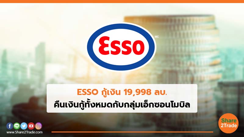 ESSO กู้เงิน 19,998 ลบ. คืนเงินกู้ทั้งหมดกับกลุ่มเอ็กซอนโมบิล