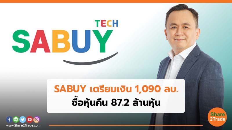 SABUY เตรียมเงิน 1,090 ลบ. ซื้อหุ้นคืน 87.2 ล้านหุ้น