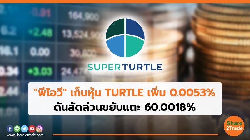 "พีโอวี" เก็บหุ้น TURTLE เพิ่ม 0.0053% ดันสัดส่วนขยับแตะ 60.0018%