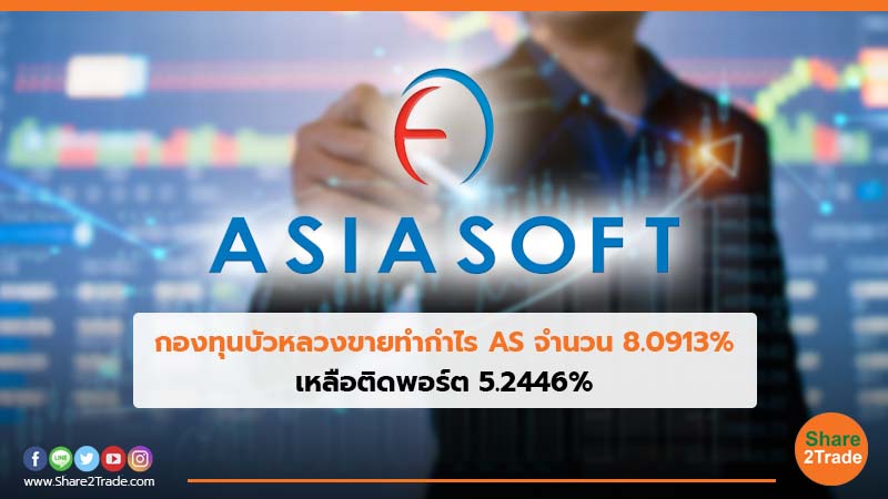 กองทุนบัวหลวงขายทำกำไร AS จำนวน 8.0913% เหลือติดพอร์ต 5.2446%