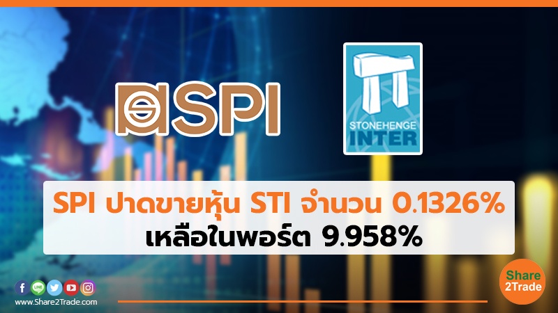 SPI ปาดขายหุ้น STI จำนวน  0.1326%  เหลือในพอร์ต  9.958%