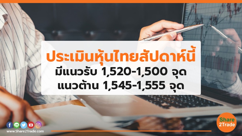 ประเมินหุ้นไทยสัปดาห์นี้ มีแนวรับ 1,520-1,500 จุด แนวต้าน 1,545-1,555 จุด
