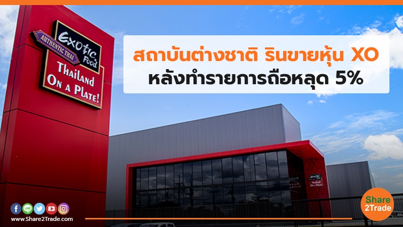 สถาบันต่างชาติ รินขายหุ้น XO หลังทำรายการถือหลุด 5%