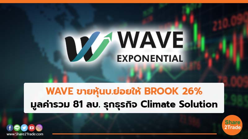 WAVE ขายหุ้นบ.ย่อยให้ BROOK 26% มูลค่ารวม 81 ลบ. รุกธุรกิจ Climate Solution