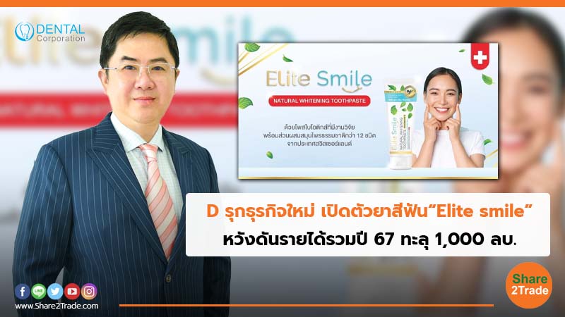 D รุกธุรกิจใหม่ เปิดตัวยาสีฟัน“Elite smile” หวังดันรายได้รวมปี 67 ทะลุ 1,000 ลบ.