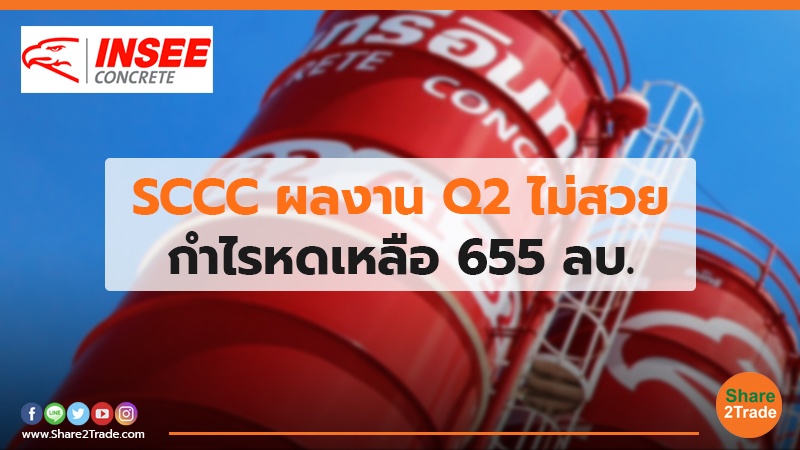 SCCC ผลงาน Q2 ไม่สวย กำไรหดเหลือ 655 ลบ.