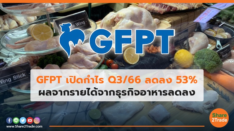 GFPT เปิดกำไรQ3/66 ลดลง 53% ผลจากรายได้จากธุรกิจอาหารลดลง