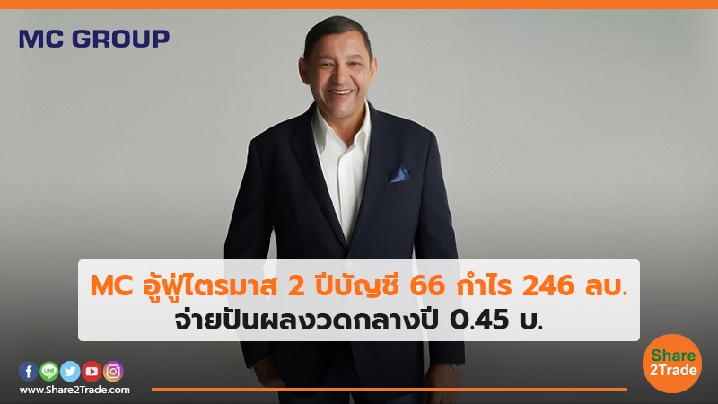 MC อู้ฟู่ไตรมาส 2 ปีบัญชี 66 กำไร 246 ลบ. จ่ายปันผลงวดกลางปี 0.45 บ.