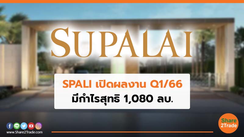 SPALI เปิดผลงาน Q1/66 มีกำไรสุทธิ 1,080 ลบ.