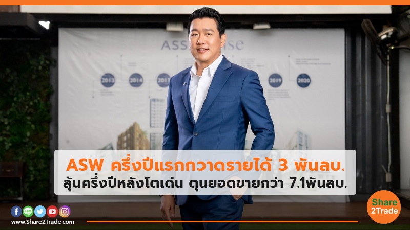 ASW ครึ่งปีแรกกวาดรายได้ 3 พันลบ. ลุ้นครึ่งปีหลังโตเด่น ตุนยอดขายกว่า 7.1พันลบ.