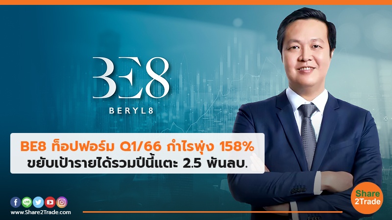 BE8 ท็อปฟอร์ม Q1/66 กำไรพุ่ง 158% ขยับเป้ารายได้รวมปีนี้แตะ 2.5 พันลบ.