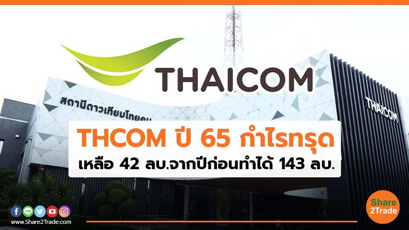 THCOM ปี 65 กำไรทรุด เหลือ 42 ลบ.จากปีก่อนทำได้ 143 ลบ.