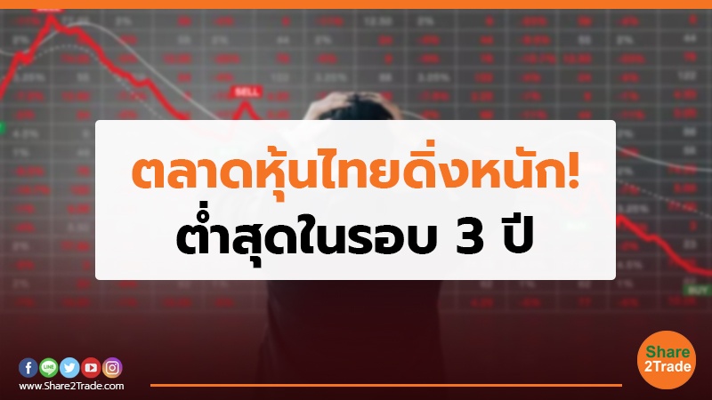 ตลาดหุ้นไทยดิ่งหนัก! ต่ำสุดในรอบ 3  ปี