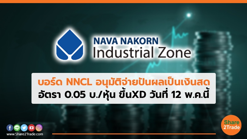บอร์ด NNCL อนุมัติจ่ายปันผลเป็นเงินสด อัตรา 0.05 บ./หุ้น ขึ้นXD วันที่ 12 พ.ค.นี้