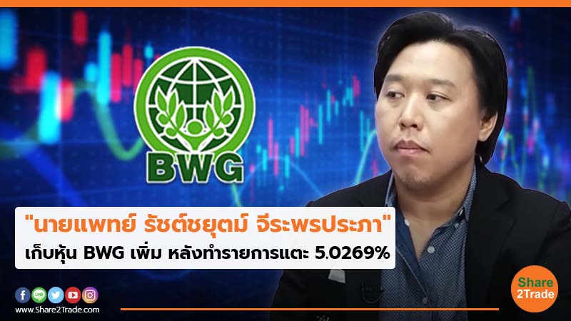 "นายแพทย์ รัชต์ชยุตม์ จีระพรประภา" เก็บหุ้น BWG เพิ่ม หลังทำรายการแตะ 5.0269%