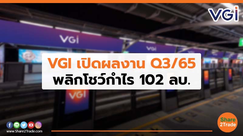 VGI เปิดผลงาน Q3/65 พลิกโชว์กำไร 102 ลบ.