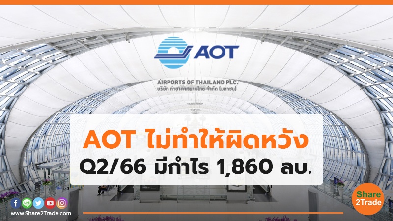 AOT ไม่ทำให้ผิดหวัง Q2/66 มีกำไร1,860 ลบ.