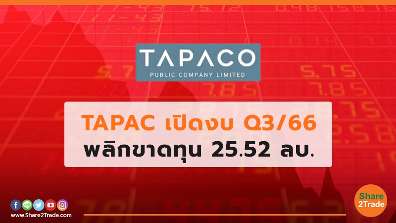 TAPAC เปิดงบ Q3/66 พลิกขาดทุน 25.52 ลบ.