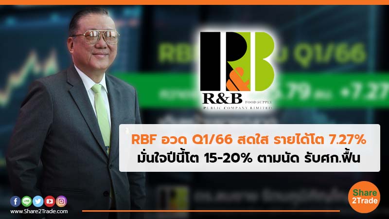 RBF อวด Q1/66 สดใส รายได้โต 7.27% มั่นใจปีนี้โต 15-20% ตามนัด รับศก.ฟื้น
