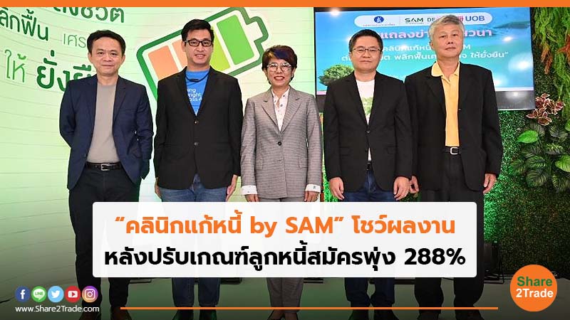 “คลินิกแก้หนี้ by SAM” โชว์ผลงาน หลังปรับเกณฑ์ลูกหนี้สมัครพุ่ง 288%