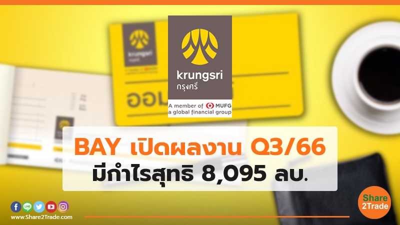 BAY เปิดผลงาน Q3/66 มีกำไรสุทธิ 8,095 ลบ.