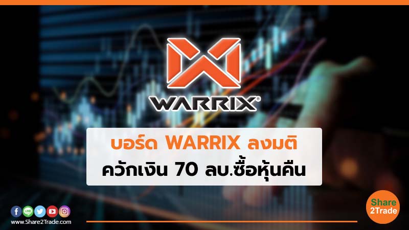 บอร์ด WARRIX ลงมติ ควักเงิน 70 ลบ.ซื้อหุ้นคืน