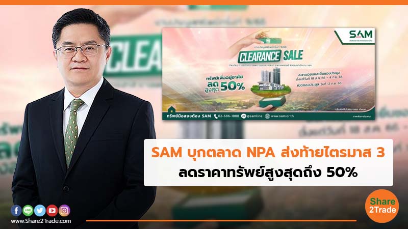 SAM บุกตลาด NPA ส่งท้ายไตรมาส 3 ลดราคาทรัพย์สูงสุดถึง 50%