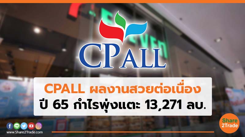 CPALL ผลงานสวยต่อเนื่อง ปี 65 กำไรพุ่งแตะ 13,271 ลบ.