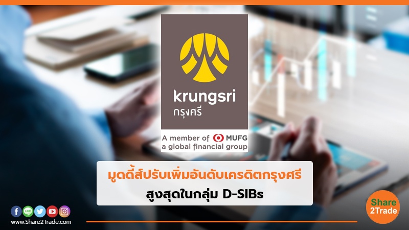 มูดดี้ส์ปรับเพิ่มอันดับเครดิตกรุงศรี สูงสุดในกลุ่ม D-SIBs
