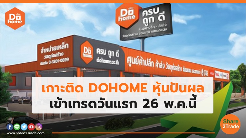 เกาะติด DOHOME หุ้นปันผล เข้าเทรดวันแรก 26 พ.ค.นี้