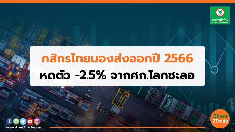 กสิกรไทย มองส่งออกปี 2566 หดตัว -2.5% จากศก.โลกชะลอ