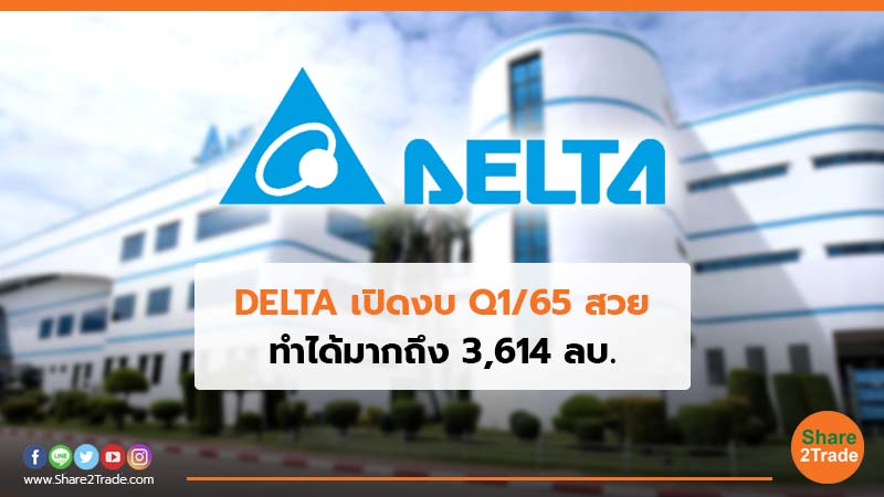 DELTA เปิดงบ Q1/65 สวย ทำได้มากถึง 3,614 ลบ.