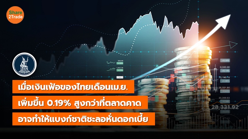 เมื่อเงินเฟ้อของไทยเดือนเม.ย.  เพิ่มขึ้น 0.19% สูงกว่าที่ตลาดคาด อาจทำให้แบงก์ชาติชะลอหั่นดอกเบี้ย