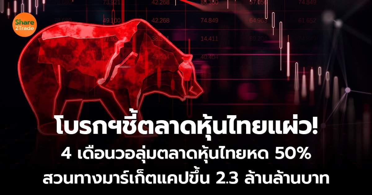 โบรกฯชี้ตลาดหุ้นไทยแผ่ว! 4 เดือนวอลุ่มตลาดหุ้นไทยหด 50%  สวนทางมาร์เก็ตแคปขึ้น 2.3 ล้านล้านบาท