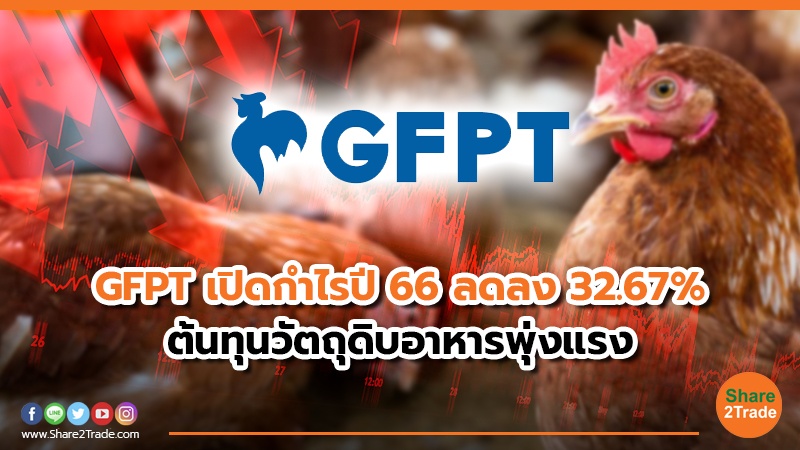 GFPT เปิดกำไรปี 66 ลดลง 32.67% ต้นทุนวัตถุดิบอาหารพุ่งแรง