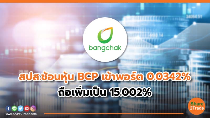 สปส.ช้อนหุ้น BCP เข้าพอร์ต  0.0342%  ถือเพิ่มเป็น 15.002%