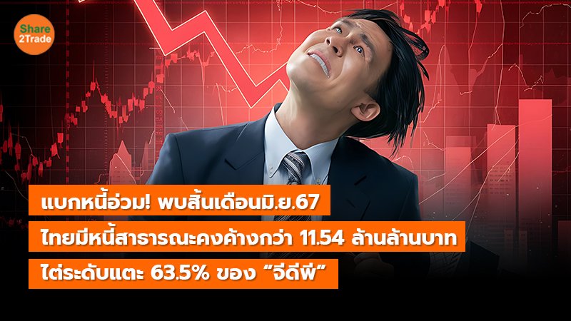 แบกหนี้อ่วม! พบสิ้นเดือน มิ.ย.67 ไทยมีหนี้สาธารณะคงค้างกว่า 11.54 ล้านล้านบาท ไต่ระดับแตะ 63.5% ของ “จีดีพี”
