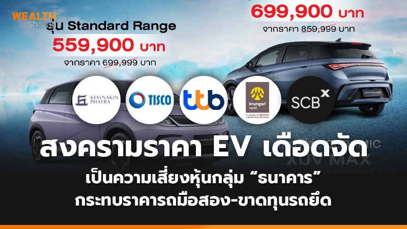 สงครามราคา EV เดือดจัด เป็นความเสี่ยงหุ้นกลุ่ม “ธนาคาร” กระทบราคารถมือสอง-ขาดทุนรถยึด